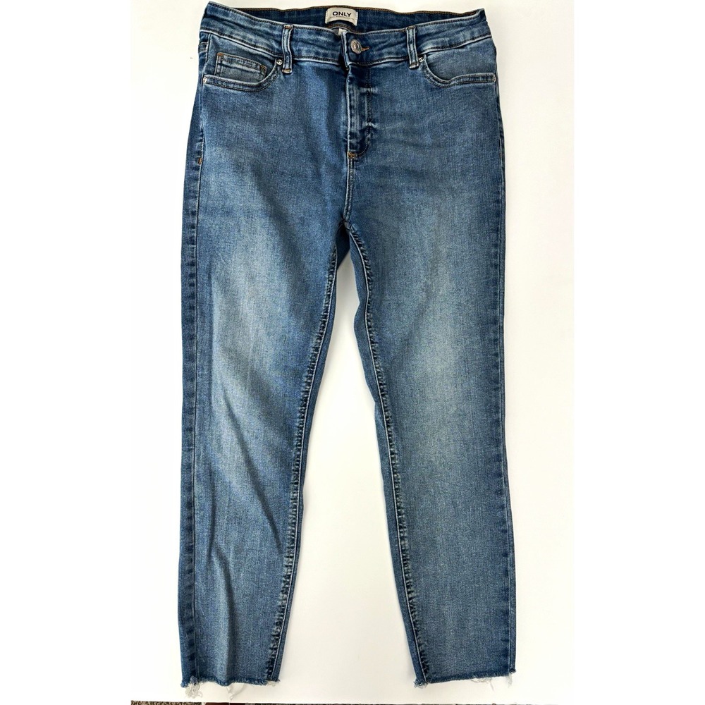 ONLY Women's Mid Rise Skinny Ankle Raw Hem Jeans 30 classiccore momcore timeless